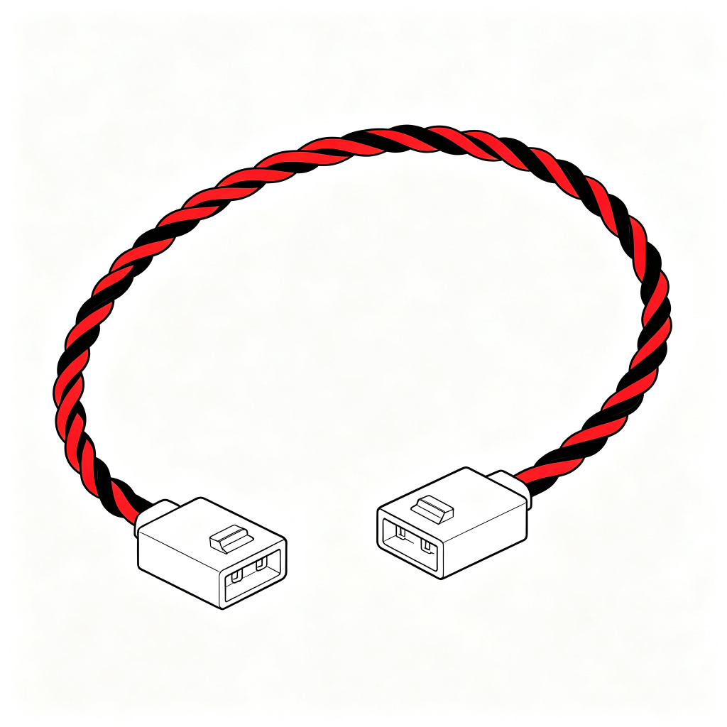 红黑双绞线2P连接器线束